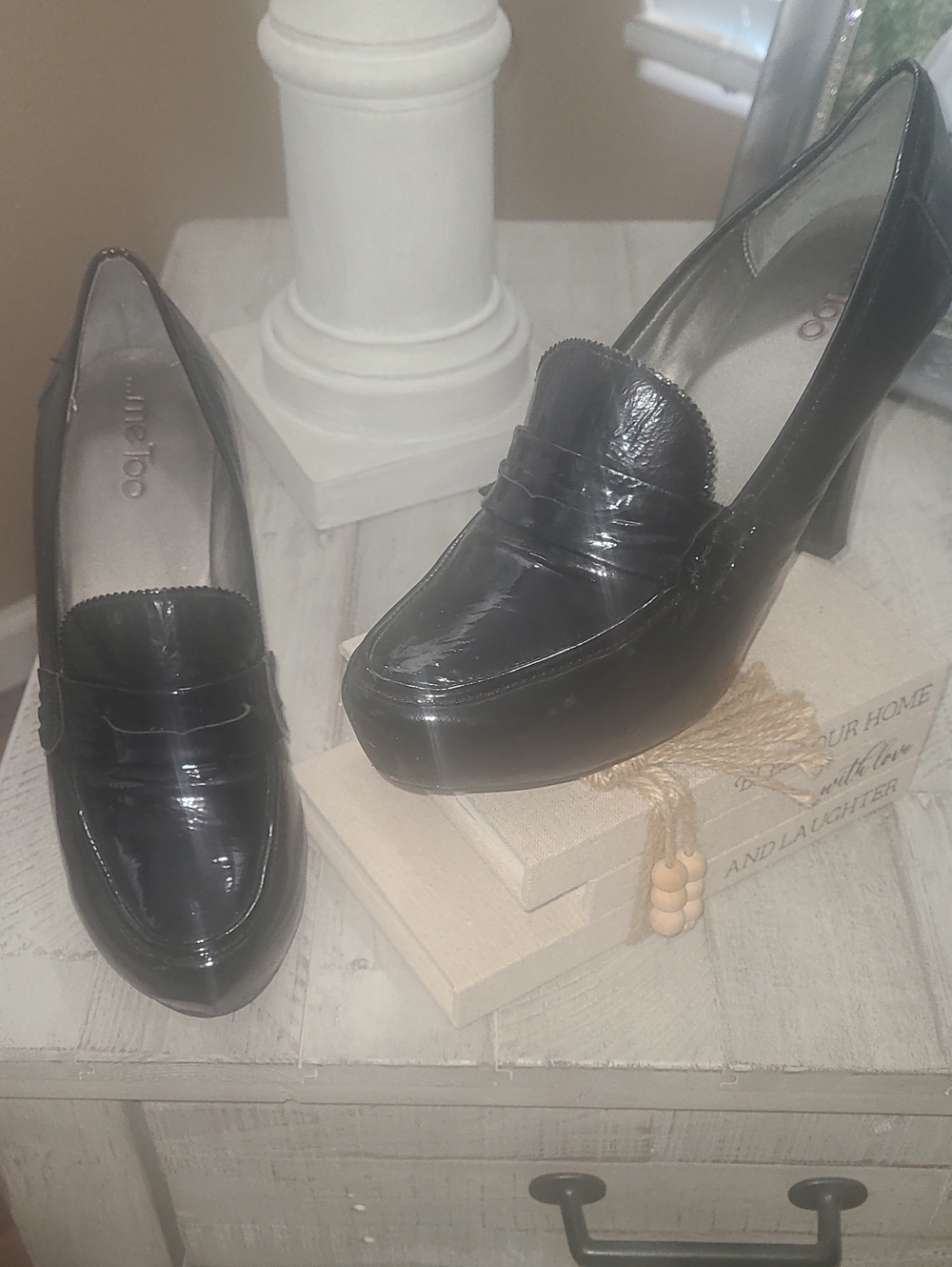 ME TOO Black Patent Leather Platform Loafers - Women SZ 9.5